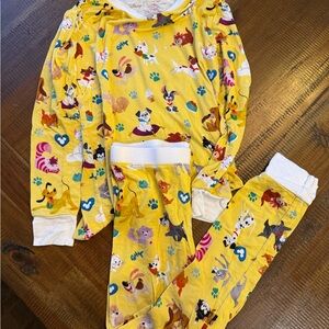 Yellow Kids little sleepies Disney Pajamas with Animal Print